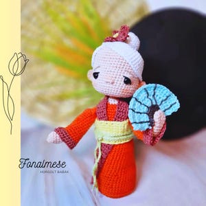 Tama – Granny Pearl Geisha Crochet Doll Pattern – English PDF Guide,Japanese doll,Crochet kimono doll, DIY crochet doll,Intermediate crochet