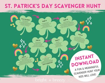 St Patrick's Day Schnitzeljagd für Kinder / Heim-Schatzsuche / Spiel für Familien / DRUCKBARE Spiel