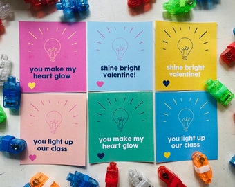 Light Valentine / Saint-Valentin pour la classe / Échange de la Saint-Valentin pour enfants / TÉLÉCHARGEMENT IMMÉDIAT / lot de 6