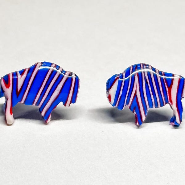 Buffalo Bills, Buffalo Sabres, pequeño pendiente de búfalo, pendiente de arcilla polimérica