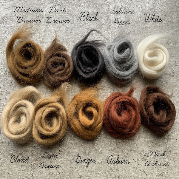 Heidifeathers Mohair and Wool Blend - You choose the shade - Needle Felting and Doll Rooting