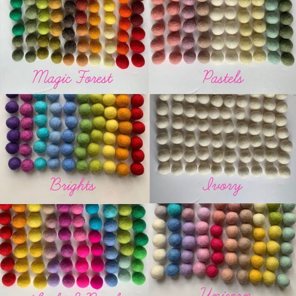 Heidifeathers Felt Balls -50 or 100 balls 100% Wool Handmade 1cm / 3/8" And 2cm / 6/8" - You Choose The Mix - Felt Balls