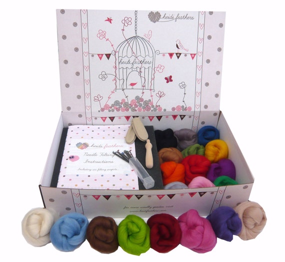 Handle Heidifeathers® High Quality Needle Felting Starter Kit Merino Wool