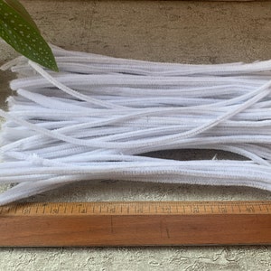 Heidifeathers Long Pipe Cleaners - High quality 30cm / 12" Length 6mm thick Chenille - Needle Felting White