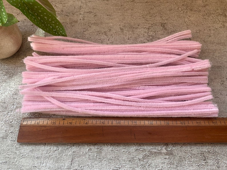 Heidifeathers Long Pipe Cleaners - High quality 30cm / 12" Length 6mm thick Chenille - Needle Felting Pink