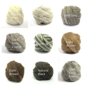 Heidifeathers Natural Wool Tops / Roving in Single Shades