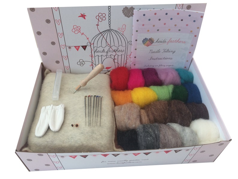 Heidifeathers Eco Boxed Carded Wool Starter Needle Felting Kit Etsy