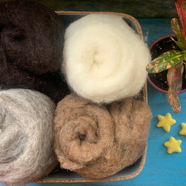 Nattes de laine britannique cardées Heidifeathers - Laine douce à feutrer et à filer / Âme de laine / Nuage / Emballage d'armature