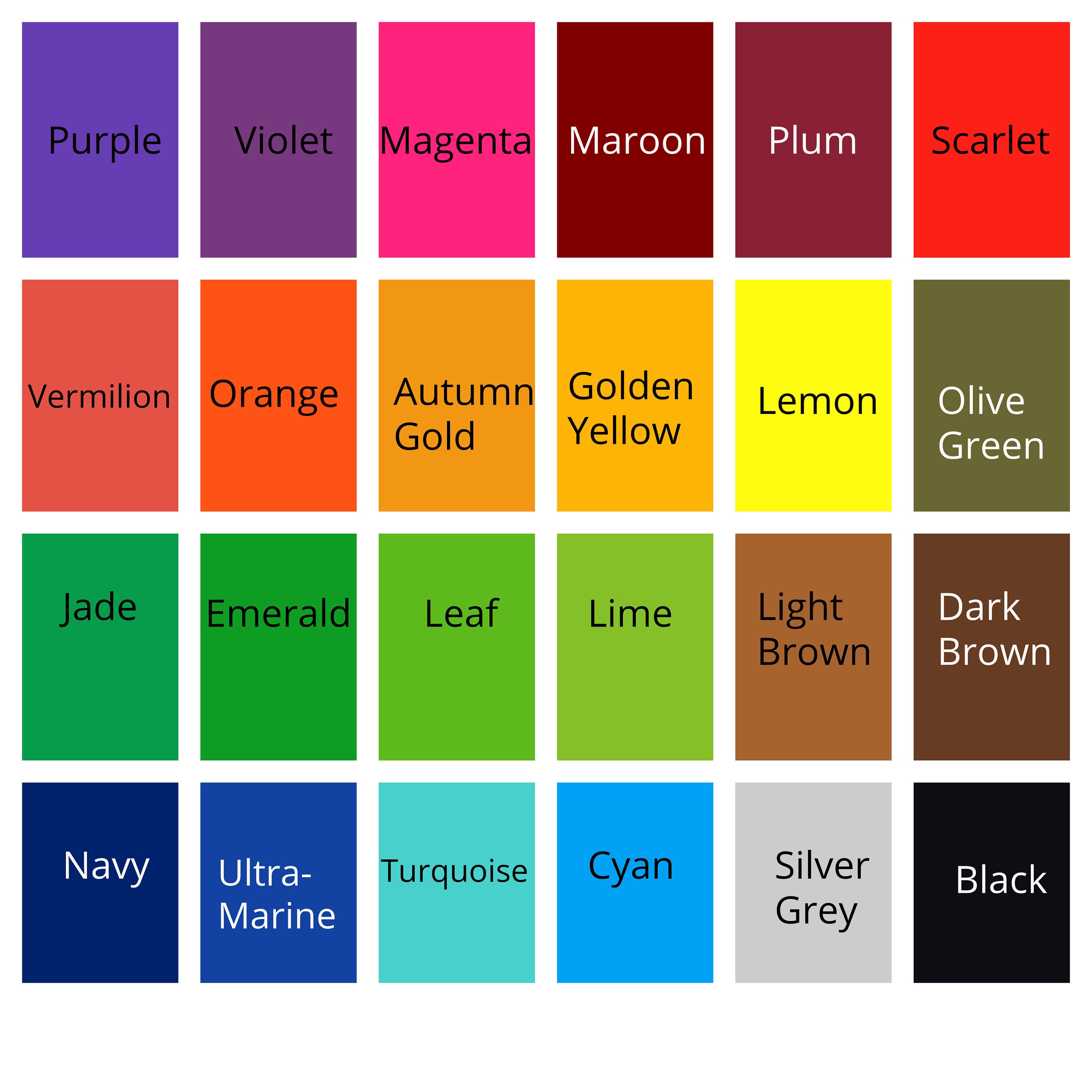 10 x All in one acid dye - 23 colours to choose from.