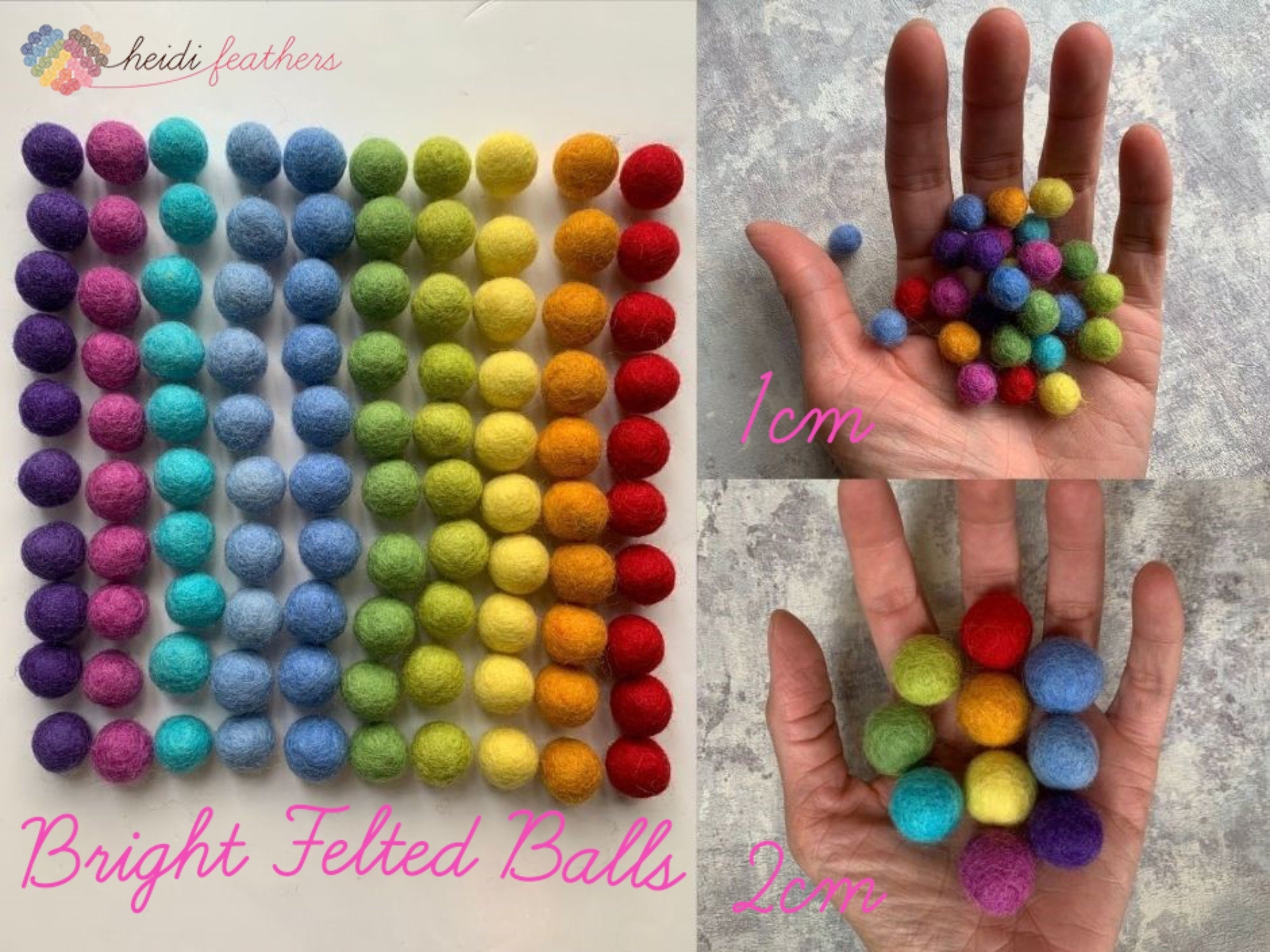 Bulk Wool Felt Balls, 1.5cm, 200/300/400/500 Pcs, Choose Your Colours  Wholesale Pom Poms, Handmade 100% Wool, Hand Made Pompoms, Supply 