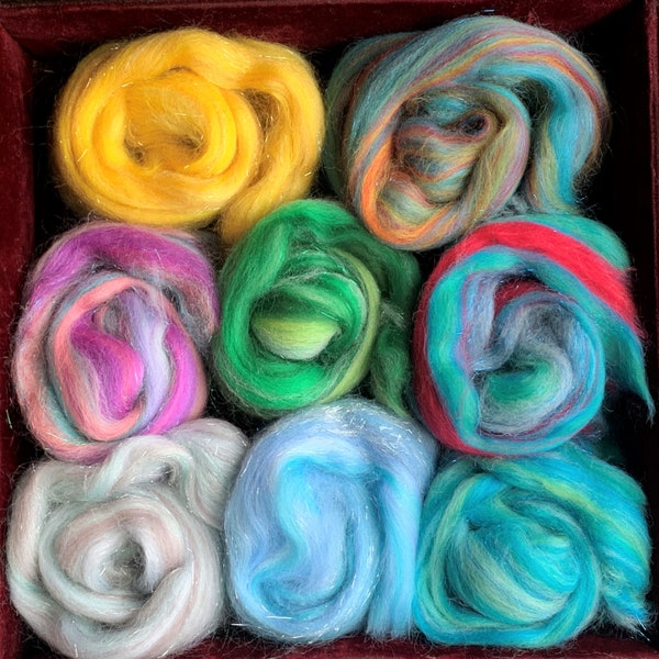 Heidifeathers Merino Wool Tops / Roving 'Twinkle Mix' - Felting Wool