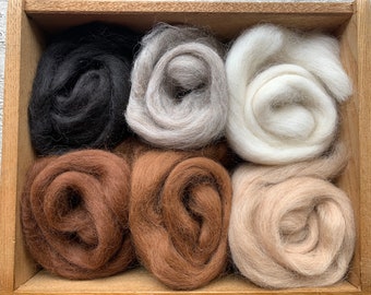 Heidifeathers Alpaca Wool Tops Mixed Pack,  or Single Alpaca Wool Colours Needle Felting Animals