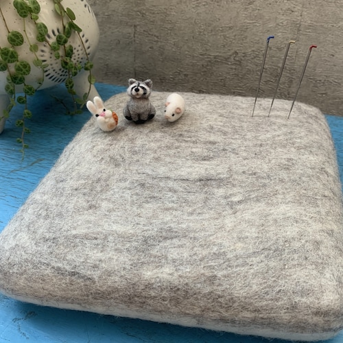 Heidifeathers Needle Felting Mat – "Woolly Rhino" Large Handmade 100% Wool Pad, Reversible Grey & White, Durable Eco-Friendly Surface