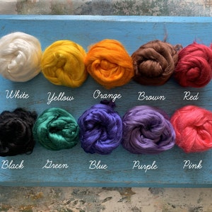 Heidifeathers Dyed Bamboo Tops / Fibres 1.7oz / 50g - 10 Colours to Choose from (similar to tussah silk)