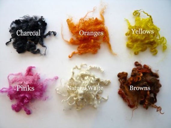 6 Colors Mix Hand Dyed Heidifeathers® Curly Mohair Wool Locks Dolls Felting