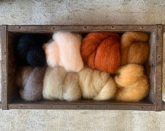 Heidifeathers 'Pet Mix' Carded Sliver Felting Wool - 8 wool shades