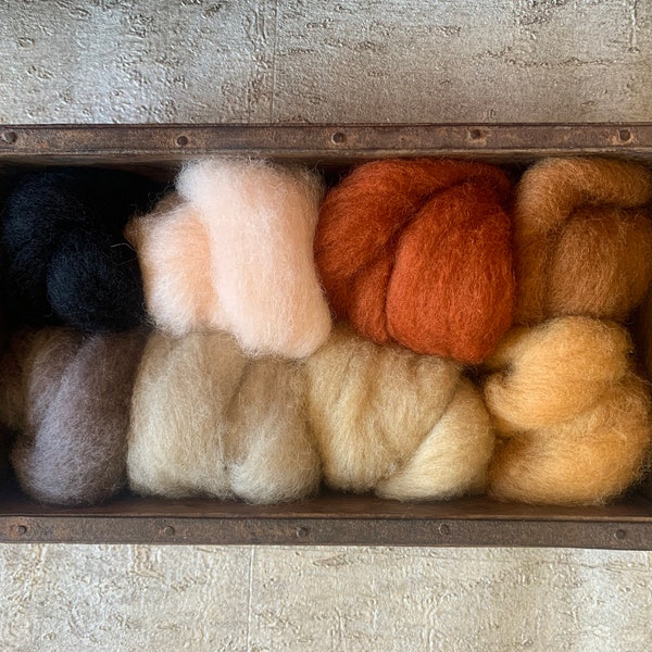 Heidifeathers 'Pet Mix' Carded Sliver Felting Wool - 8 nuances de laine