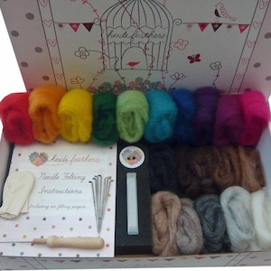 Heidifeathers Boxed Needle Felting Starter Kit - &#39;Carded Sliver Mix&#39;