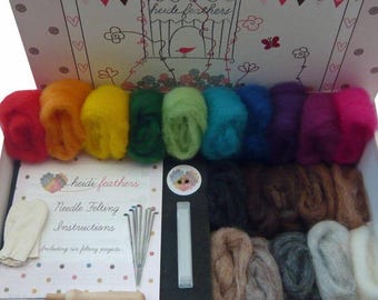 Heidifeathers Boxed Needle Felting Starter Kit - &#39;Carded Sliver Mix&#39;
