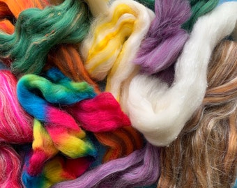 Heidifeathers Posh Wool Scraps and Off Cuts - Felting Wool - Merino / Silk / Bamboo / Sparkly Wool