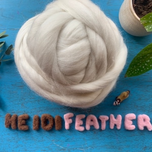 Heidifeathers Organic Natural White Merino Wool Tops / Roving - 300g / 10.5oz