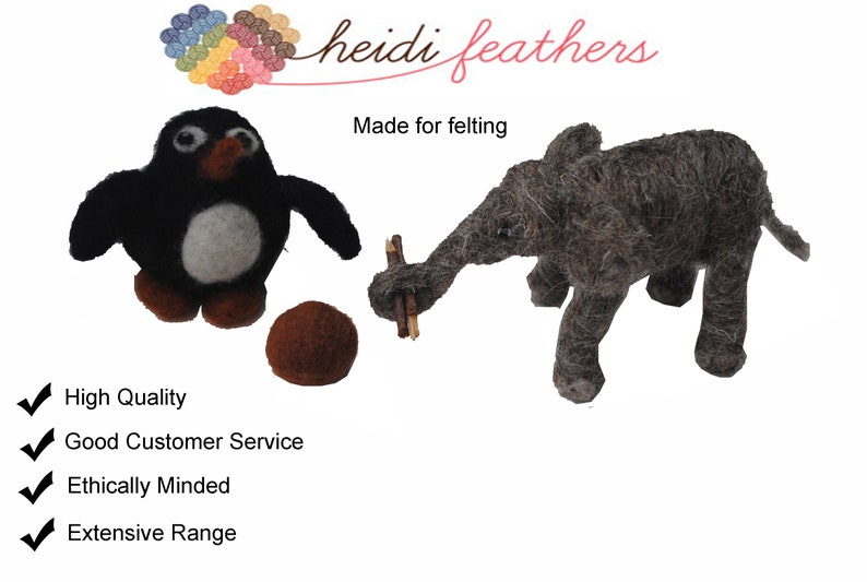 Heidifeathers Needle Felting Kit 'Merino and Natural Wool' with Handle, Finger Guards, Glass Eyes and Instructions Booklet image 10