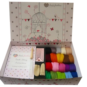 needle felting kit boxed with merino wool tops