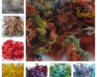 Heidifeathers Curly Wool - Hand Dyed, Teeswater Locks - Felting Wool