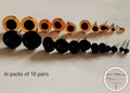 Heidifeathers Glass Eyes - 10 pairs - Amber eyes or Black eyes Green and Blue eyes - 3mm, 4mm, 6mm, 8mm, 10mm, 12mm. Needle Felting Animals