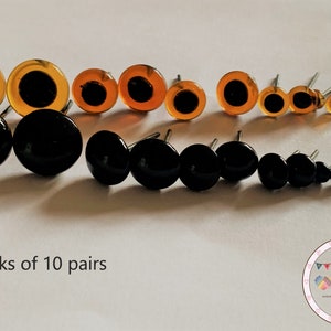Heidifeathers ガラスの目 - 10 組 - 琥珀色の目または黒色の目 緑と青の目 - 3 mm、4 mm、6 mm、8 mm、10 mm、12 mm。ニードルフェルト動物
