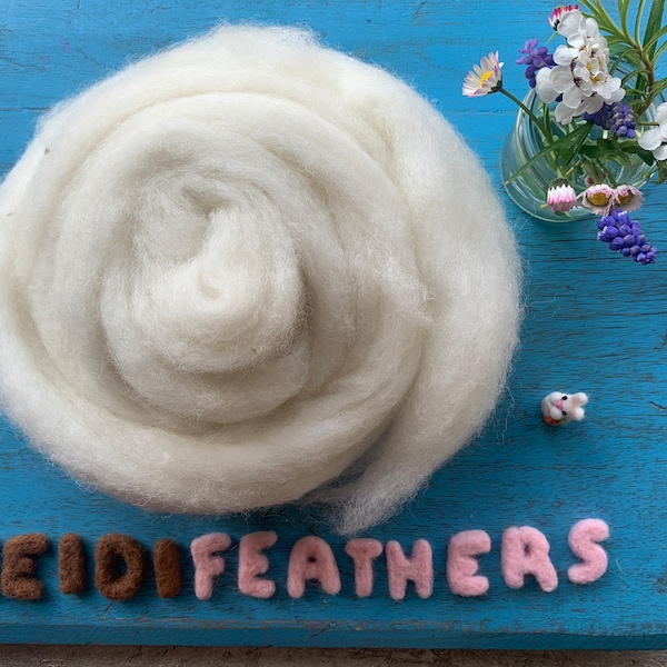 Heidifeathers Core Wool for Needle Felting - FAST FELTING - Carded Sliver Armature Wrapping Natural Wool 300g / 10.5oz
