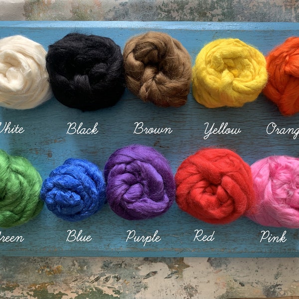 Heidifeathers Tussah Silk Tops  - Coose the colour or set of 10 mixed colours