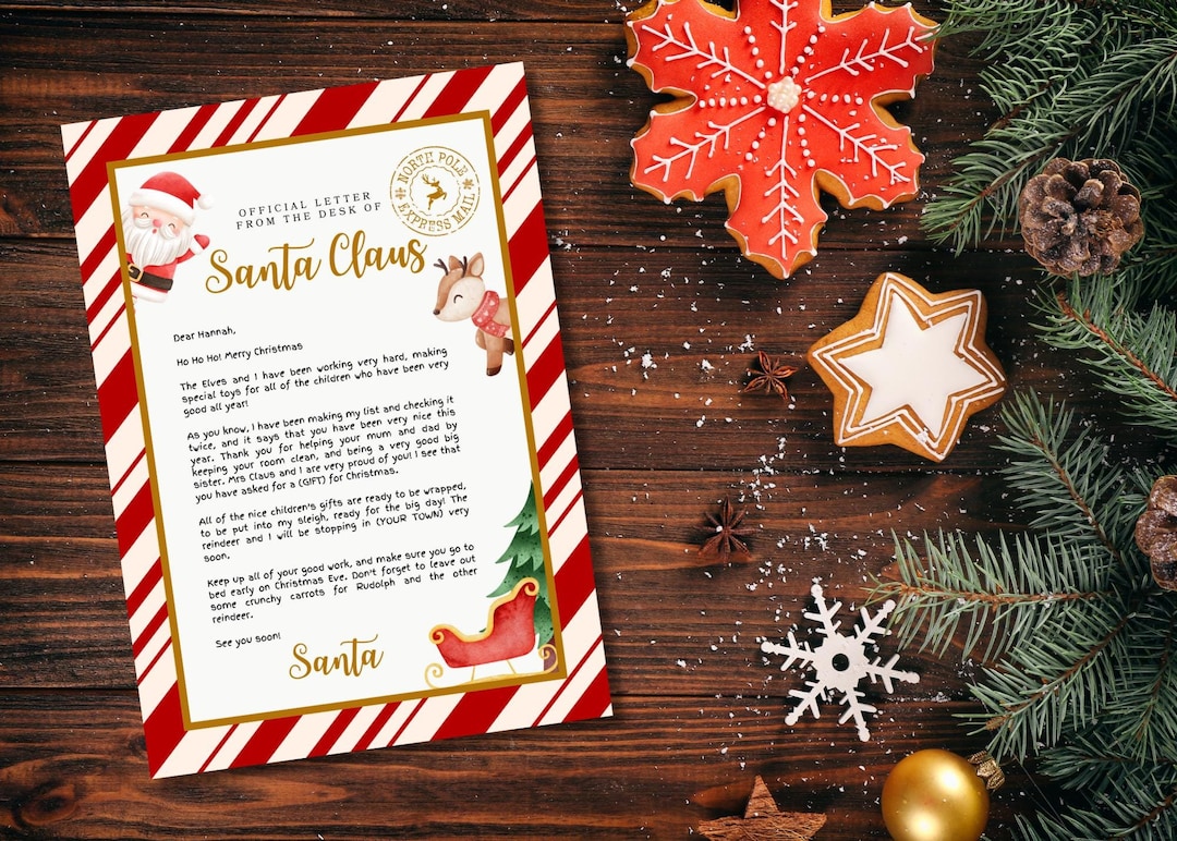 Editable Personalized Letter From Santa Claus Printable Template Etsy