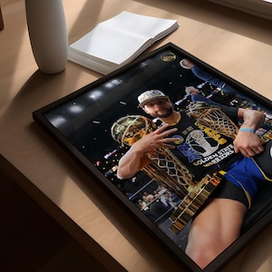 Stephen Curry Trophy Poster / CANVAS Golden State Classic Basketball Print NBA Poster Basketball Classic Stephen Curry Home Decor NBA Retro