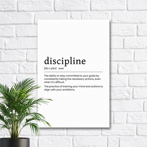 DISZIPLIN - die Definition | Motivationsposter, Wandkunst, Home Office, Fitnessstudio Poster, Garagenposter, motivierend, Erfolgszitat