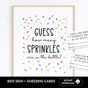 Game Guess How Many Sprinkles Are in the Bottle? Sprinkle Baby Shower Guessing Game, Printable for Boy or Girl Baby Shower, Game for Groups
