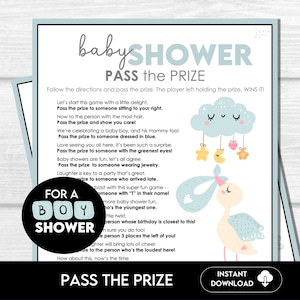 Boy Baby Shower Pass the Prize, Baby Shower Pass the Present Game, Fun Baby Sprinkle Game, Left Right Game, Pass the Gift Rhyming Poem