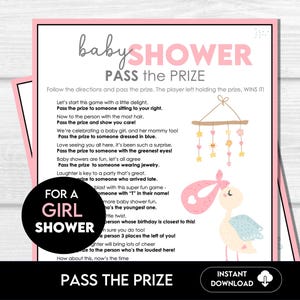 Girl Baby Shower Pass the Prize, Baby Shower Pass the Present Game, Fun Baby Sprinkle Game, Left Right Game, Pass the Gift Rhyming Poem
