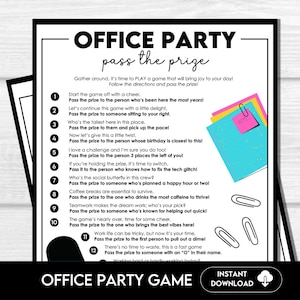 Office Party Pass The Prize Game, Work Party Game, Fun Printable Coworkers Game, Group Activity, Team Building Game, Staff Icebreaker Game
