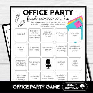 Juego de bingo para fiestas de trabajo, juego divertido para compañeros de trabajo, actividad grupal, juego de formación de equipos, juego para romper el hielo del personal