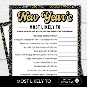 New Year&#39;s Eve Party Game, Who is most likely to, NYE Games, Adult Party Games, Printable New Year Games, Office, Holiday Group Game