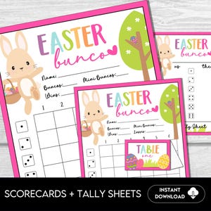 Ostern Bunco Score Card Set - Frühling Bunco Bunco Printable, Listen und Tischkarten für Bunco Party Printable, Instant Download
