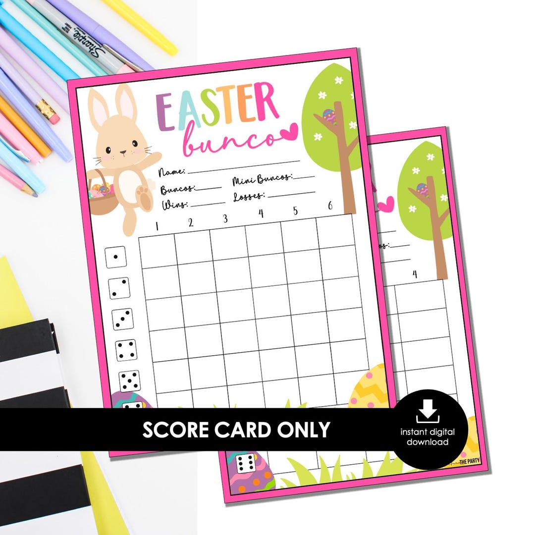 Easter Bunco Score Card Only Printable Party Game Instant Download - Etsy