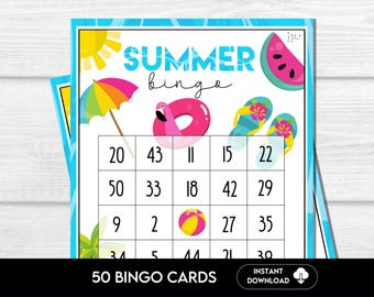 Juego de Bingo de Verano: 50 Cartones Imprimibles para Niños y Adultos (Descarga PDF)
