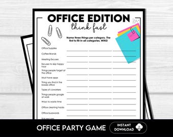 Think Fast Office Party Game, Team Building Icebreaker (Digital Download)