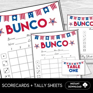 4th of July Bunco Score Sheets Printable – Red White and Blue Bunco Cards, Patriotic Bunco Game, Instant Download - Bunco Tally Sheet