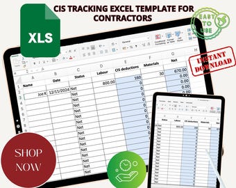 CIS Tracker Excel Template | Automated CIS Deductions & Payments | Construction Subcontractor Tracker | HMRC cis Tax Compliance Tool | uk