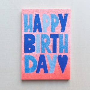 Riso Print Greeting Card Happy Birthday Lino print