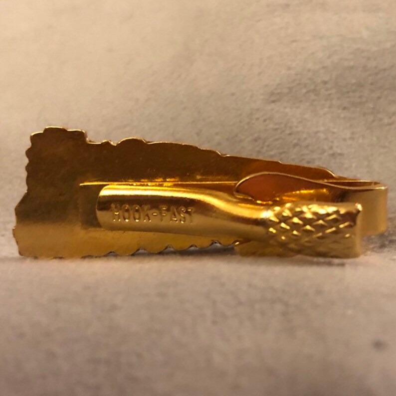 Gold Tone Enamel Railroad Tie Clip Vintage Black Enamel Train Tie Clip Vintage Train Tie Clip