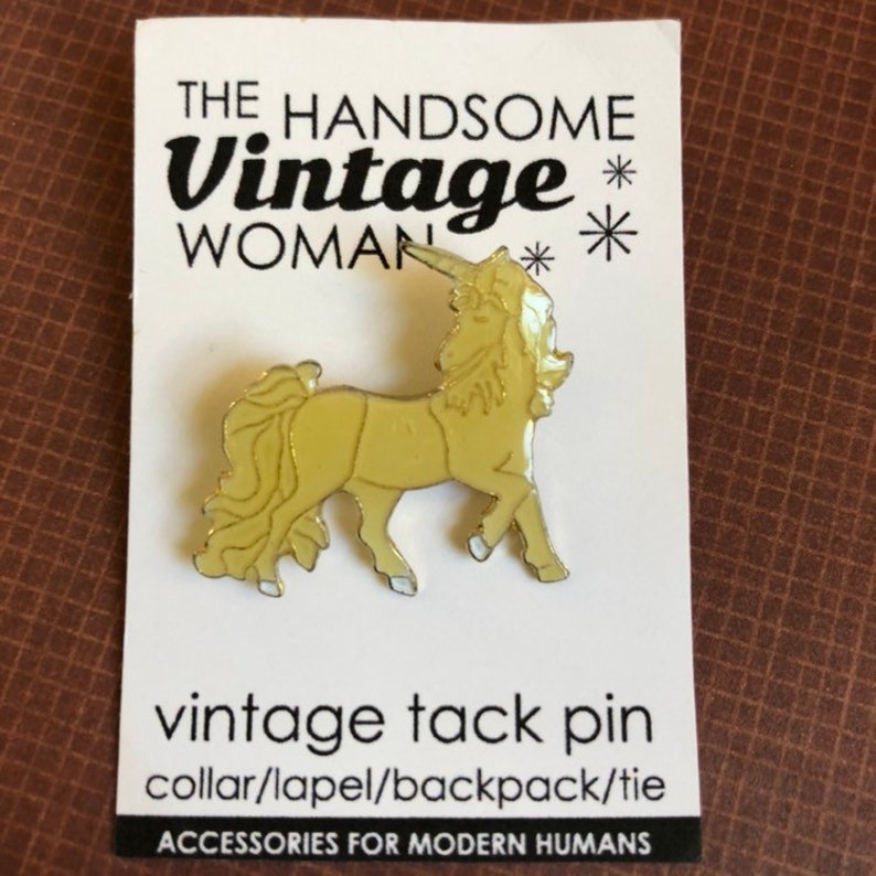 White Unicorn Pin, Vintage Enamel Pin, Unicorn pin , Unicorn collar pin, Unicorn lapel pin, 1980s Unicorn image 4